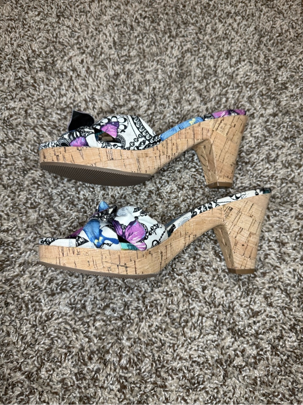 Coach Karen White Floral & Butterfly Knot-Front Slide Sandals